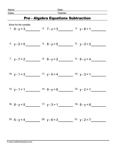 Algebra Worksheets .